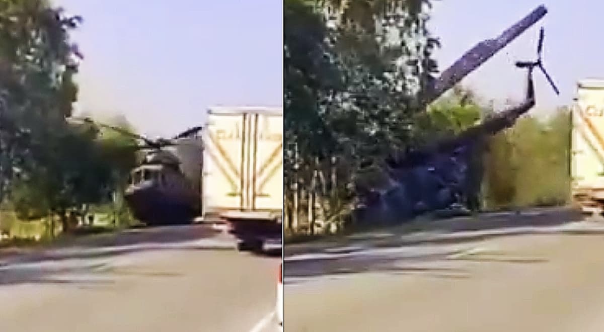 Rosja: Śmigłowiec spadł na jezdnię i wpadł do rowu, bo zabrakło paliwa