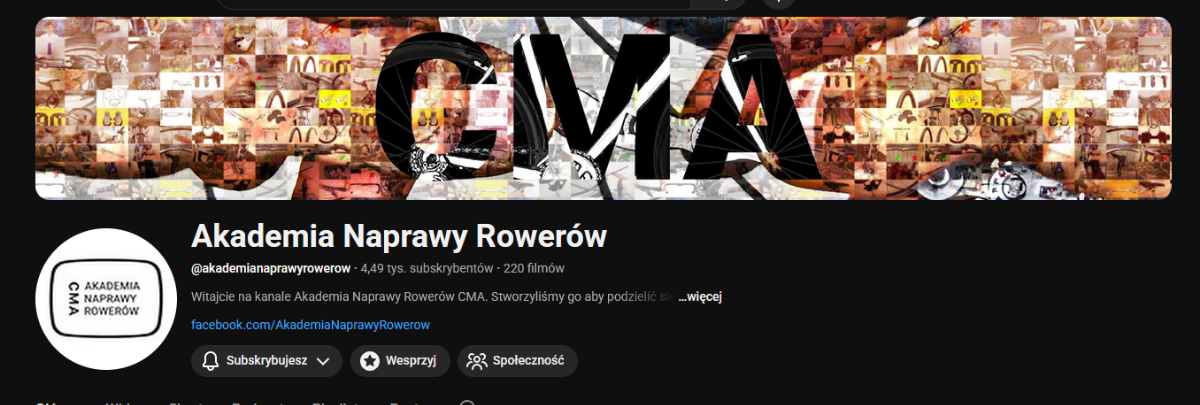 Kanał z filmikami o naprawach rowerowych