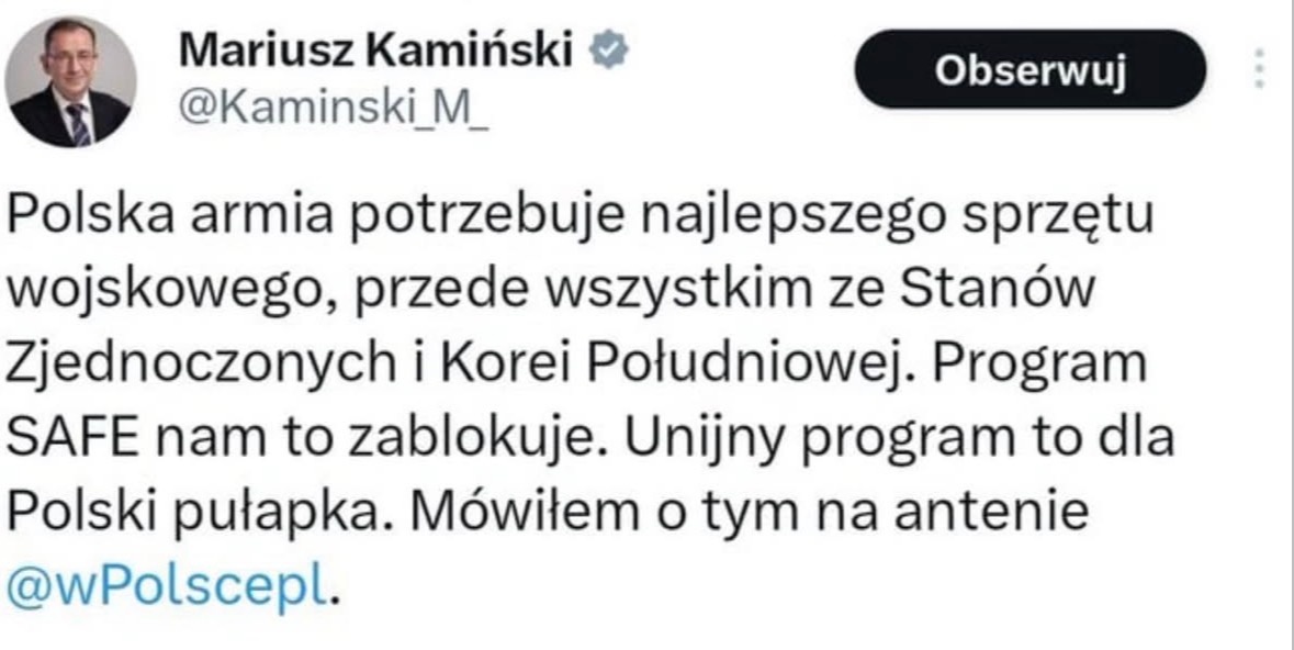 pisowcy już całkiem wprost i bez żadnego wstydu przekonują swoich wyborców, że nie ma sensu inwestować w polski przemysł zbrojeniowy, bo jest po prostu dużo gorszy, niż koreański czy amerykański #bekazpisu #polityka