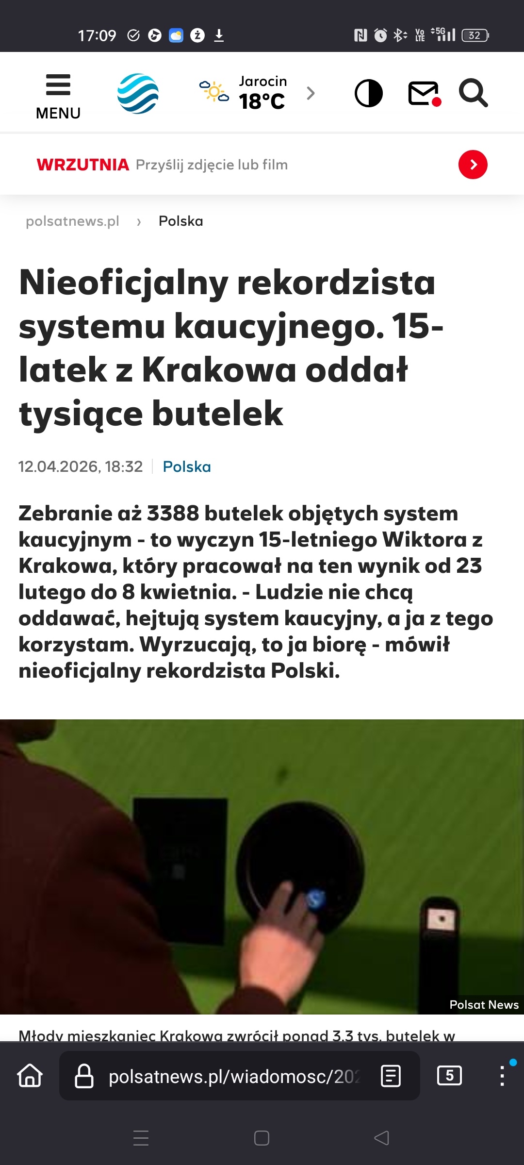 3388 butelek objętych system kaucyjnym - to wyczyn 15-letniego Wiktora z Krakowa!!!