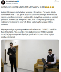 Można mówić, że Łukasz Mejza to dno mentalne (moralne w sumie też), co fajnie się zbiegło z tym, że zamierza on wystąpić we freakfightach. Widocznie realnie ocenił szansę na zdobycie kolejnego mandatu poselskiego #bekazpisu #polityka #mejza