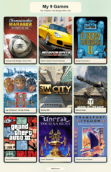 gry #my9games Na ćwierkaczu spotkałem się z taki oto hasztagiem, którego celem jest pokazanie publiczności 9 gier, które ukształtowały cię jako gracza. Moja dziewiątka prezentuje się poniżej. A wasza?\ \ https://my9games.net/en/edit