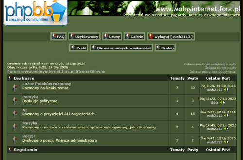 Forum "wolnego internetu", bez AI, bez botów